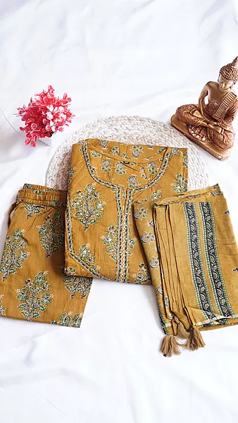Golden Mustard Cotton 3 Piece Set