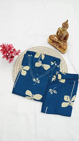 Rayon Co-ord Set – Peacock Blue, Wine & Black