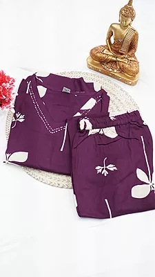Rayon Co-ord Set – Peacock Blue, Wine & Black