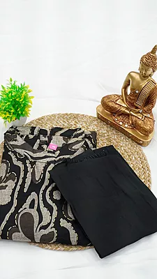 Muslin Foil Print Co-ord Set with Lining – Coffee & Black