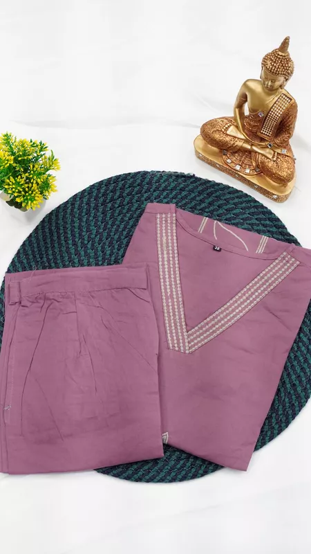 Fancy Cotton Co-ord Set – Onion Pink, Purple & Rama Blue