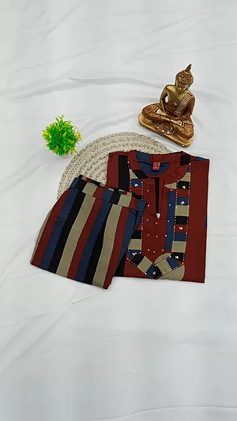 Cotton 2 Piece Set – Red & Blue
