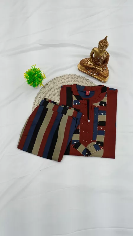 Cotton 2 Piece Set – Red & Blue