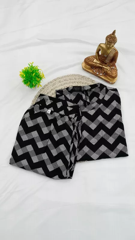 Premium Rayon Pochampalli Co-ord Set – Black & White