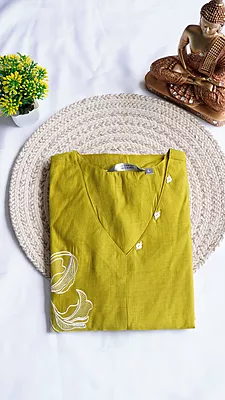 Chanderi Fancy Kurti – Pink & Olive Green