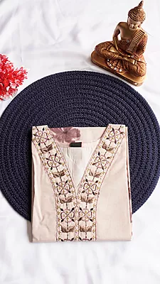 Cotton Fancy Kurti – Ivory Combination