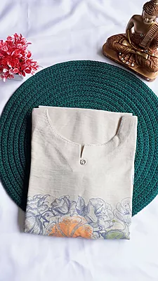 Rayon Fancy Kurti – Cream Combination