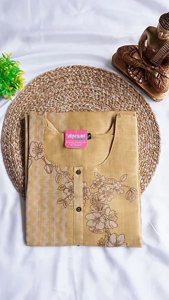 Tissue Shimmer Fancy Kurti – Dusty Yellow