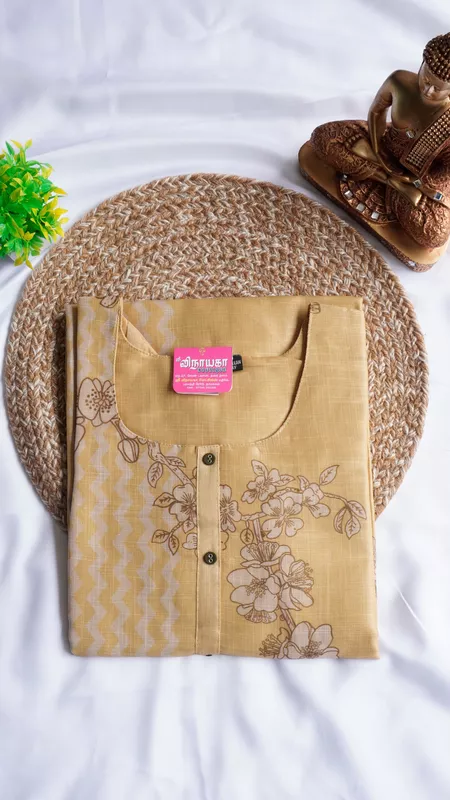 Tissue Shimmer Fancy Kurti – Dusty Yellow