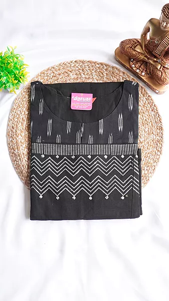 Pure Cotton Regular Kurti – Black