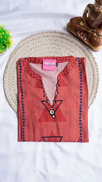 Spun Fancy Kurti – Brick Red