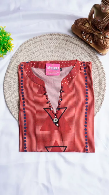 Spun Fancy Kurti – Brick Red