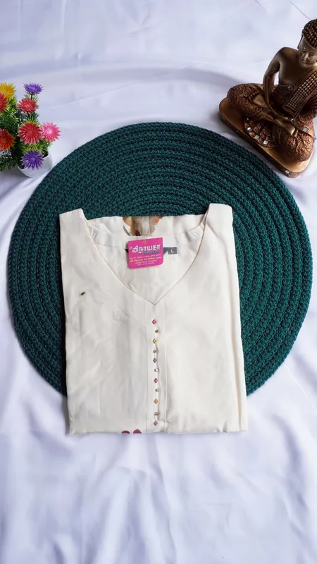 Muslin Fancy Kurti – Half White
