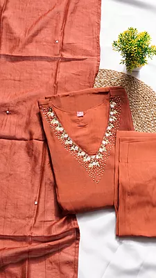 3PCS Fancy Function Wear Set – Lavender, Brick Red, Peacock Blue & Olive Green
