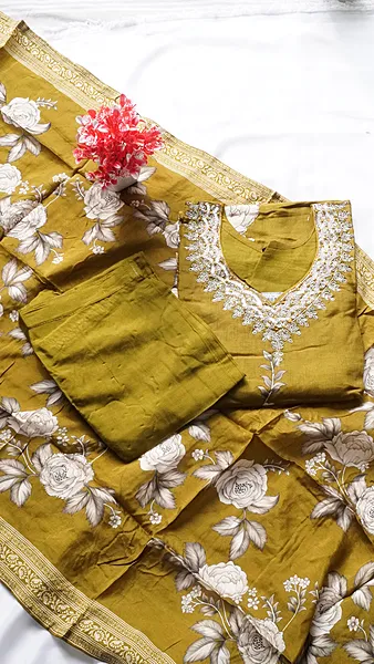 3PCS Fancy Function Wear Set – Mehendi Green
