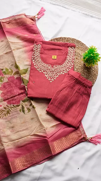 Heavy Neck Embroidery Fancy Function Wear – Onion Pink