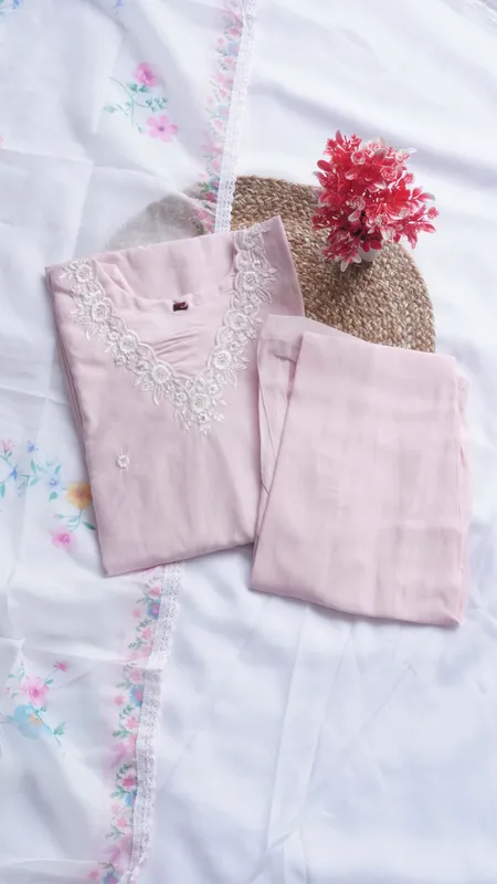 Chanderi Silk 3PCS Fancy Function Wear – Baby Pink
