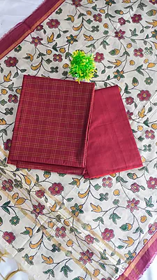 Raw Silk with Kalamkari Printed Dupatta (Design 2)