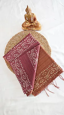 Baswada Cotton with Batik Print Fancy Saree – Design 11