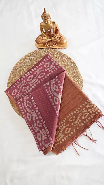 Baswada Cotton with Batik Print Fancy Saree – Design 11
