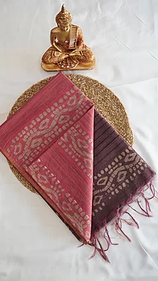 Baswada Cotton with Batik Print Fancy Saree – Design 11