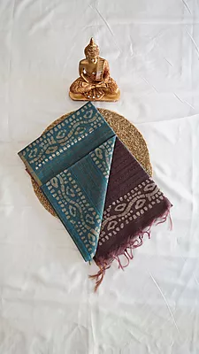 Baswada Cotton with Batik Print Fancy Saree – Design 11