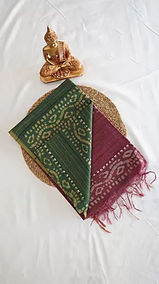 Baswada Cotton with Batik Print Fancy Saree – Design 11
