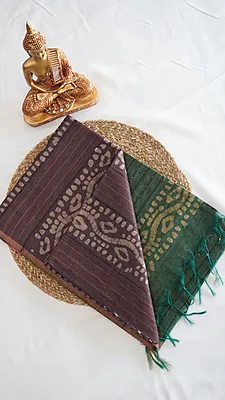 Baswada Cotton with Batik Print Fancy Saree – Design 11