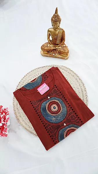 Cotton Fancy Kurti – Maroon