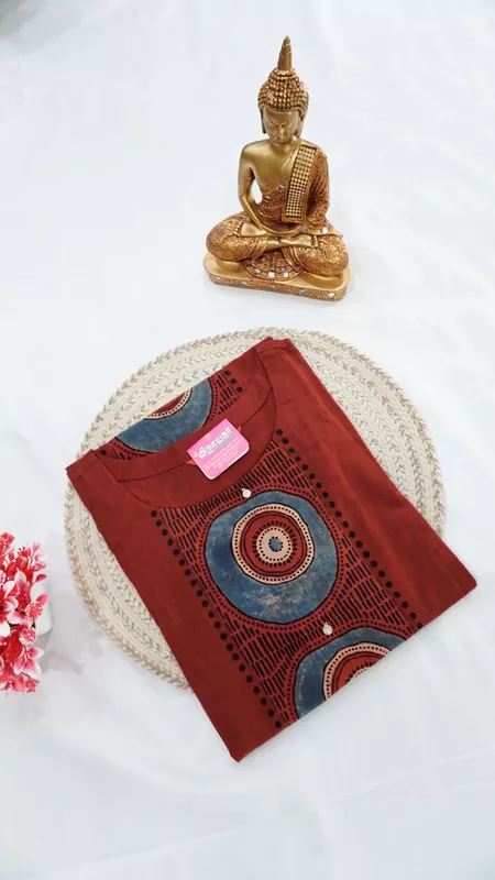 Cotton Fancy Kurti – Maroon