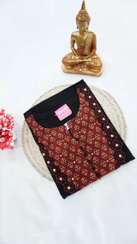 Cotton Fancy Kurti – Black with Maroon