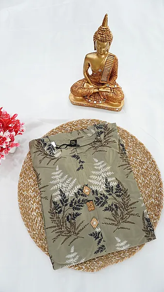 Rayon Fancy Kurti – Sage Grey