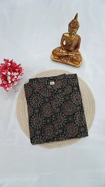 Cotton Gandha Stitch Fancy Kurti – Black