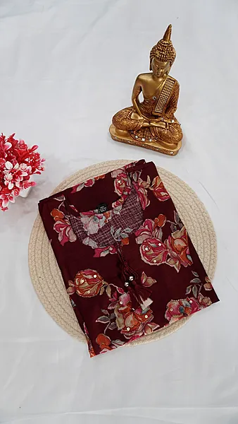 Spun Regular Kurti – Dark Maroon