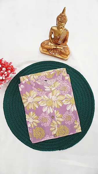 Flex Cotton Regular Kurti – Lavender with Pista Green