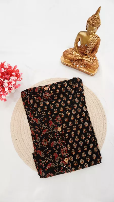 Pure Cotton Fancy Kurti – Black