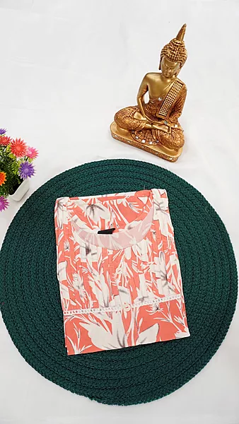 Rayon Fancy Kurti – Peach with Cream