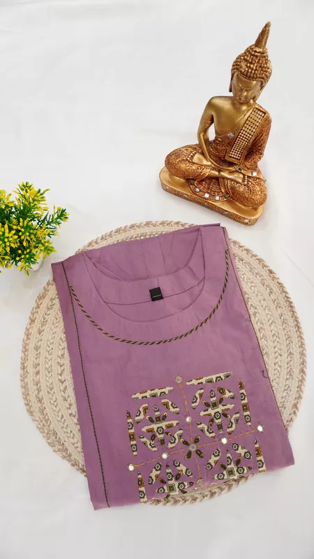 Flex Cotton Applique Fancy Kurti – Lavender