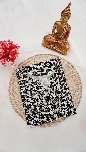 Rayon Fancy Kurti – White with Black