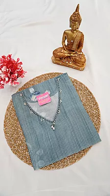 Linen Cotton Fancy Kurti – Blue & Green