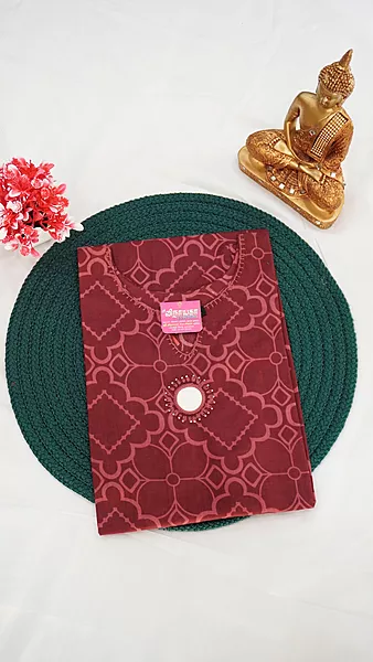 Flex Cotton Fancy Kurti – Maroon