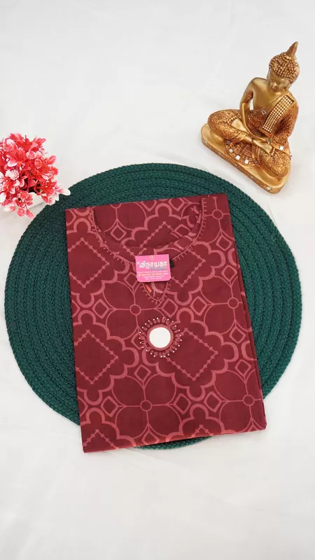 Flex Cotton Fancy Kurti – Maroon