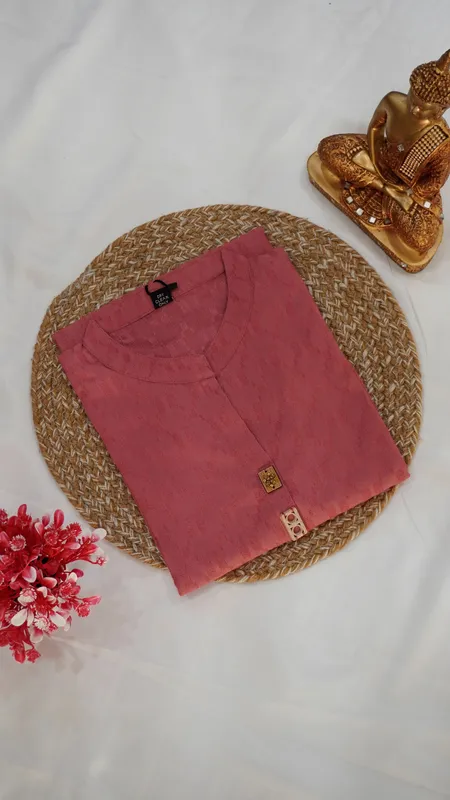 Popcorn Fabric Fancy Kurti – Onion Pink