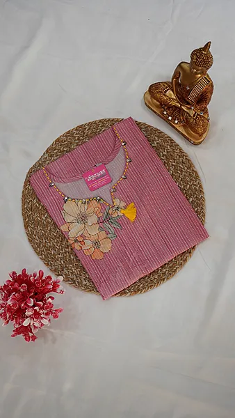 Linen Fancy Kurti – Pink