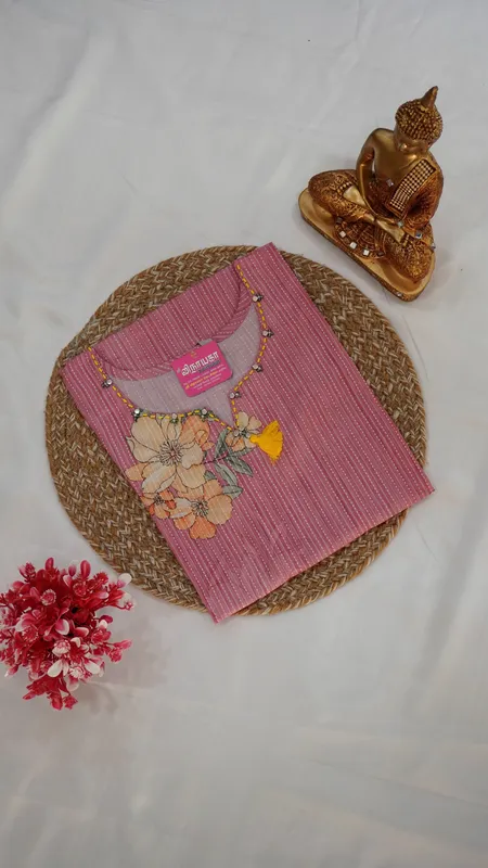 Linen Fancy Kurti – Pink