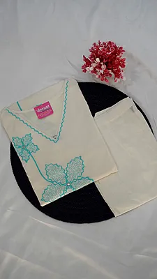 Cotton Fancy Co-ord Set – Cream Contrast Collection