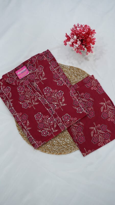 Cotton Regular Collar Co-ord Set – Rani Pink