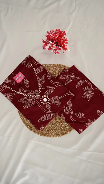 Cotton Fancy Co-ord Set – Maroon, Wine & Navy