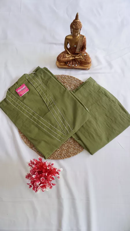 Cotton Fancy Co-ord Set – Onion Pink & Light Olive Green