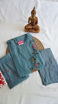 Chanderi Fancy 3-Piece Cotton Set – Dusty Collection